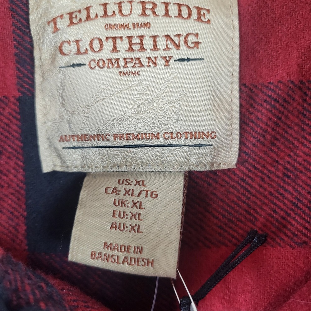 Telluride Clothing Company Mens Red Black Plaid Flannel Shirt Long Sleeve XL - Picture 3 of 6